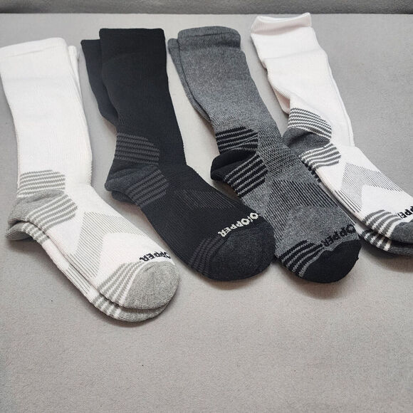 TOMMIE COPPER Women's Black Gray White Over‎ Calf Compression Socks Sz 4 - 6.5 - Picture 1 of 4